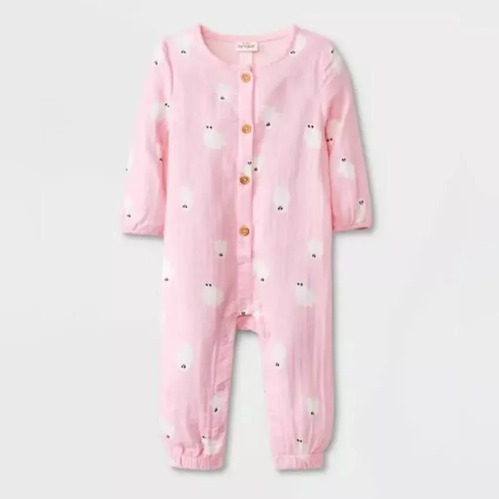 Nwt Baby Girl's Halloween Gauze Romper with Ghost Print
